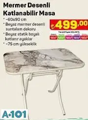 MERMER DESENLİ KATLANABİLİR MASA MERMER DESENLİ KATLANABİLİR MASA